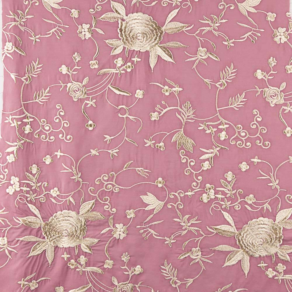 Châle brodé en Tencel rose - Ribes y Casals