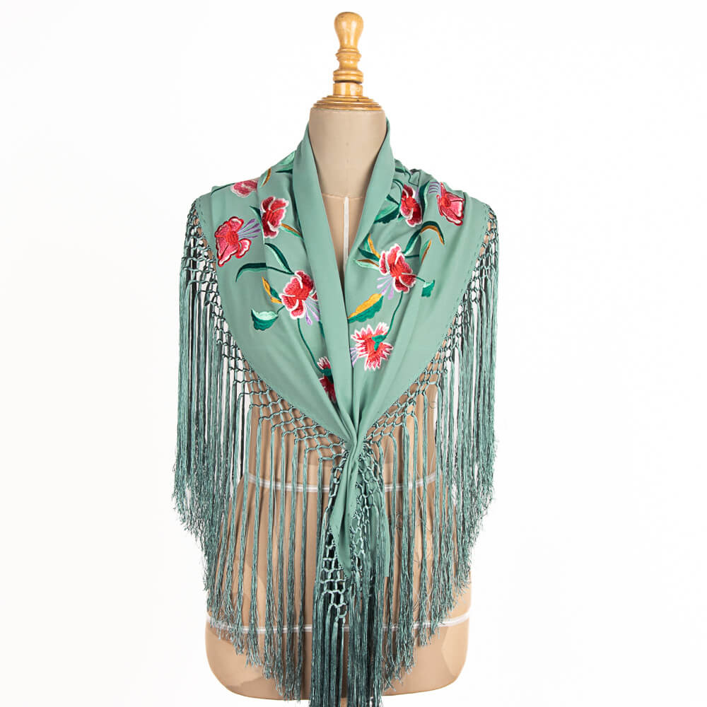 Mantoncillo Bordado Triana Verde Agua - Ribes y Casals