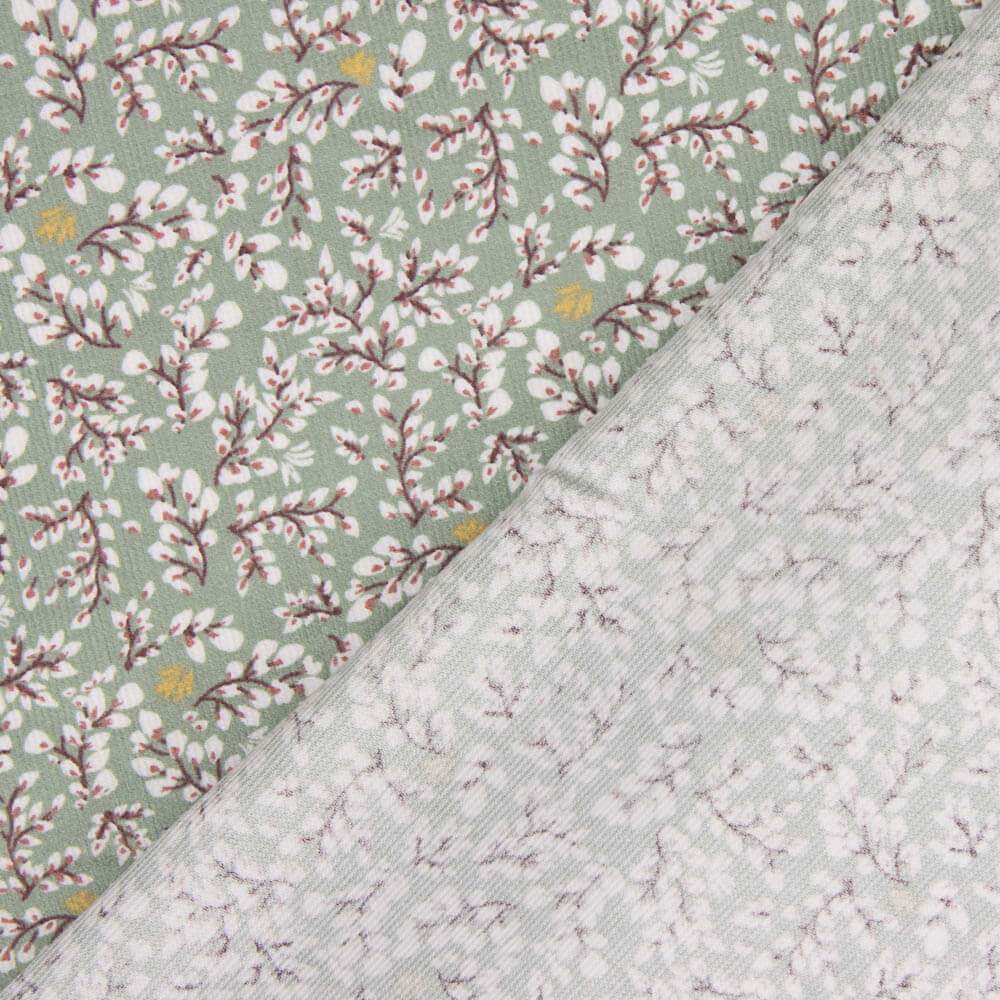 Micro velours côtelé imprimé fleurs d&#39;eau - Ribes y Casals