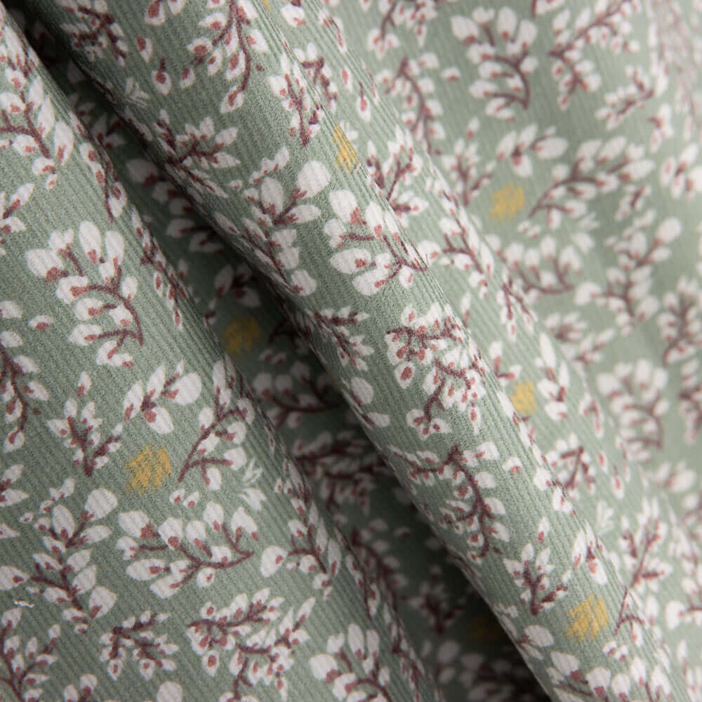 Micro velours côtelé imprimé fleurs d&#39;eau - Ribes y Casals