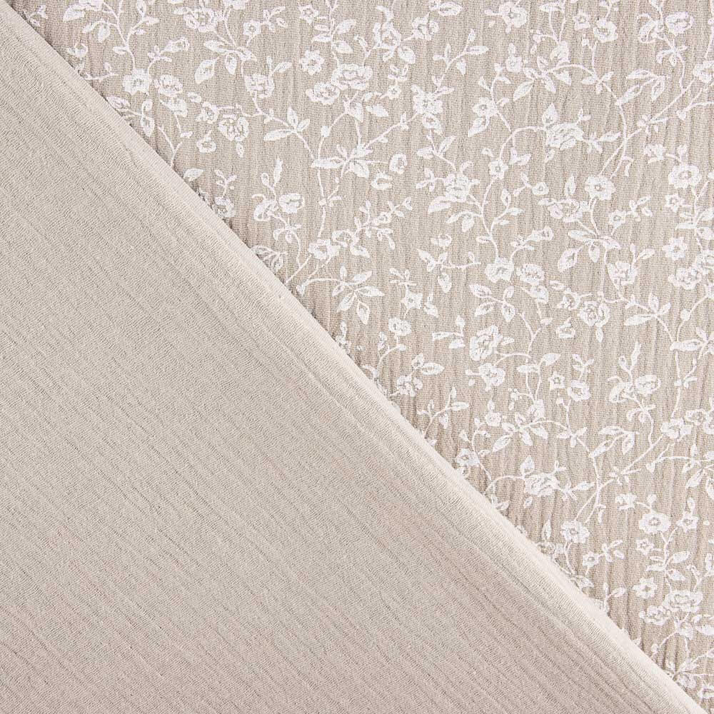 Mousseline de Coton Fleurs Gris - Ribes y Casals