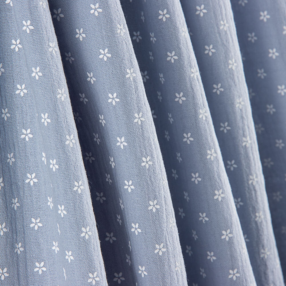Mousseline Coton Marguerite Bleu Denim - Ribes y Casals