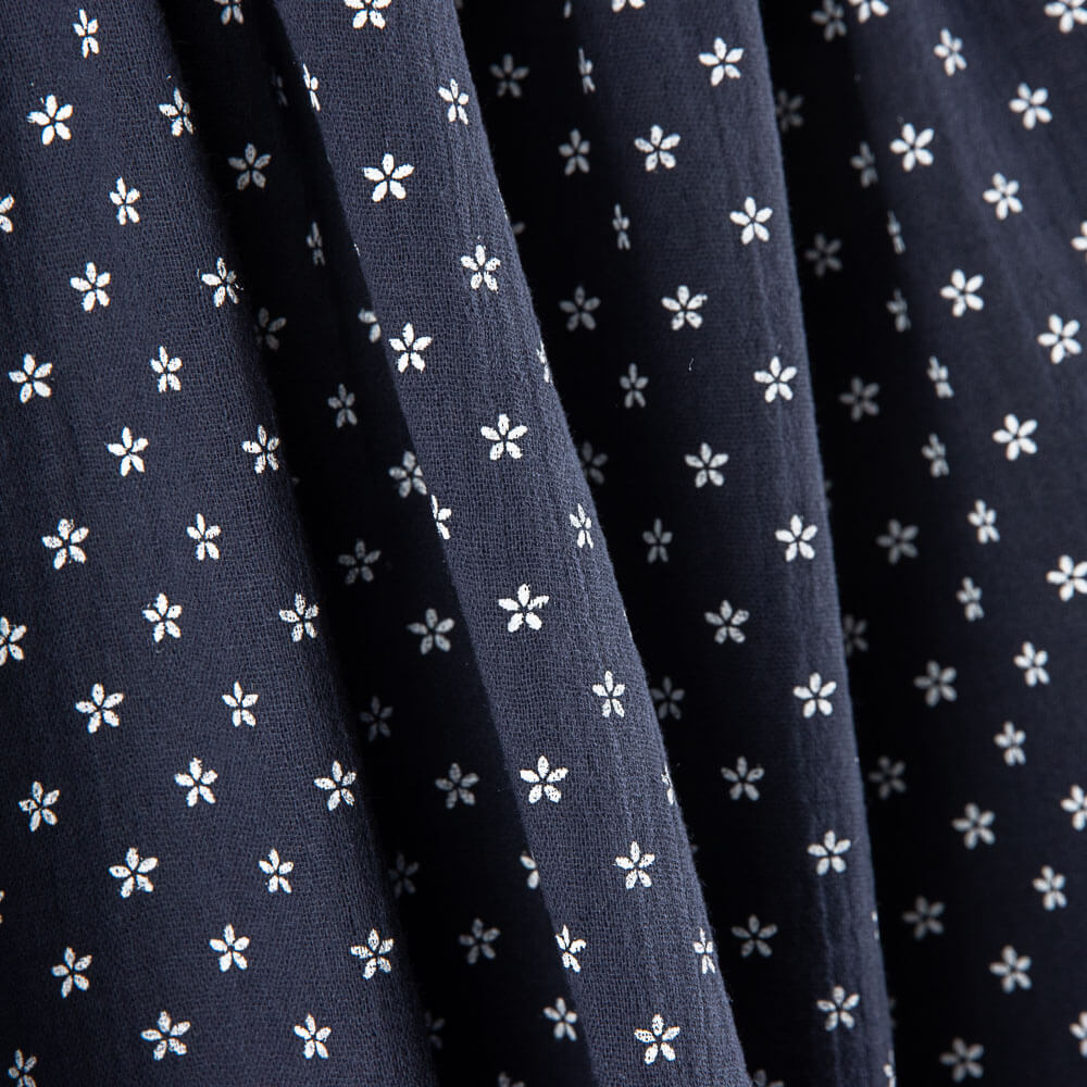 Mousseline Coton Marguerite Marine - Ribes y Casals