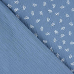 Mousseline Coton Branches Bleu Moyen - Ribes y Casals