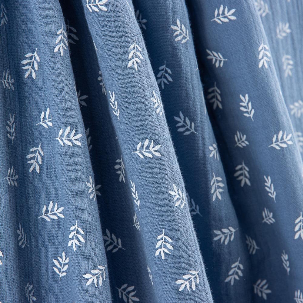 Mousseline Coton Branches Bleu Moyen - Ribes y Casals