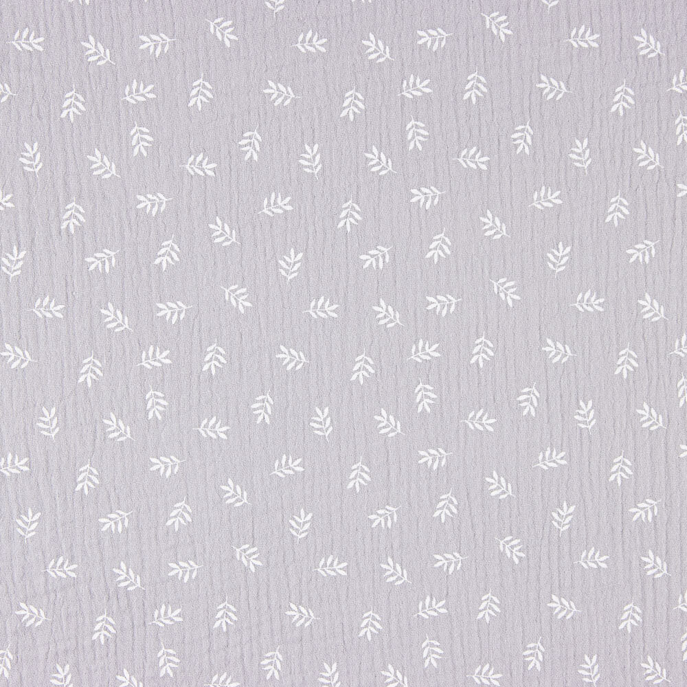 Mousseline Coton Branches Gris Clair - Ribes y Casals