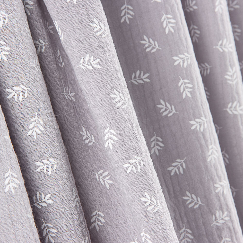 Mousseline Coton Branches Gris Clair - Ribes y Casals