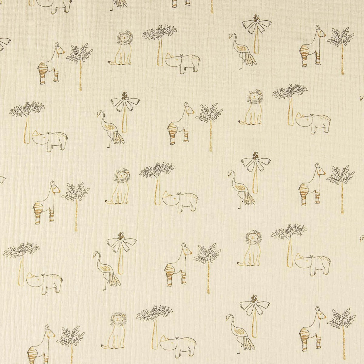 Mousseline à double face Animaux Kids Beige - Ribes y Casals