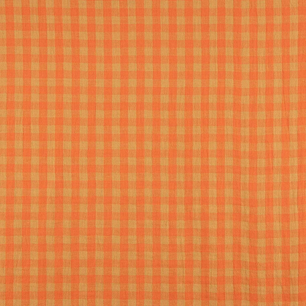 Mousseline à carreaux double face Orange-Camel - Ribes y Casals