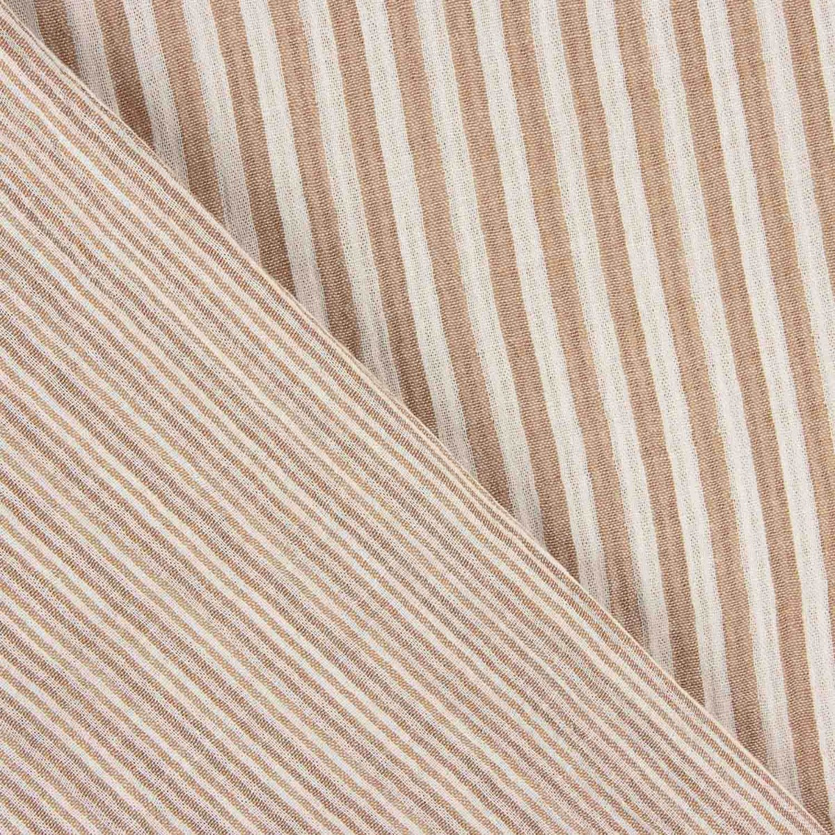 Mousseline double face à rayures caramel-blanc - Ribes y Casals
