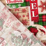 Toile de coton imprimée Noël : Père Noël et tartan - Ribes y Casals