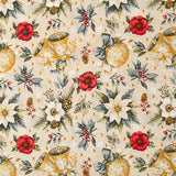 Toile de coton imprimée « Noël » fleuri et doré - Ribes y Casals