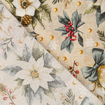 Toile de coton imprimée « Noël » fleuri et doré - Ribes y Casals