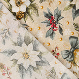 Toile de coton imprimée « Noël » fleuri et doré - Ribes y Casals