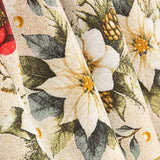 Toile de coton imprimée « Noël » fleuri et doré - Ribes y Casals