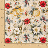 Toile de coton imprimée « Noël » fleuri et doré - Ribes y Casals