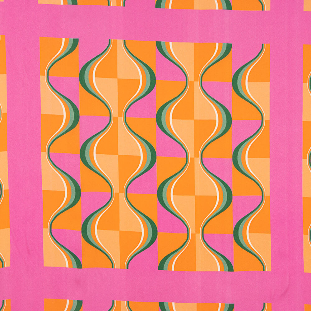 Crêpe Viscose Géo Orange - Ribes y Casals