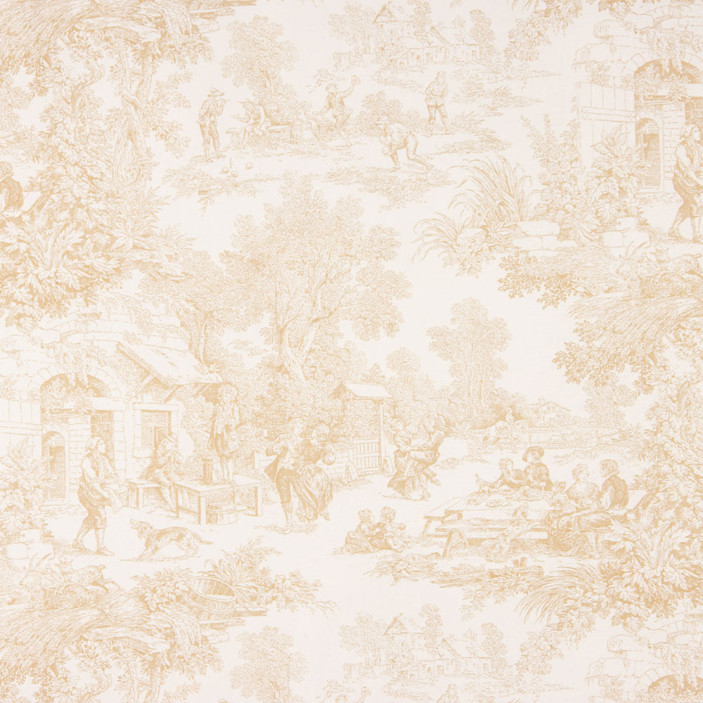 Panama Imprimé Toile de Jouy Sable - Ribes y Casals