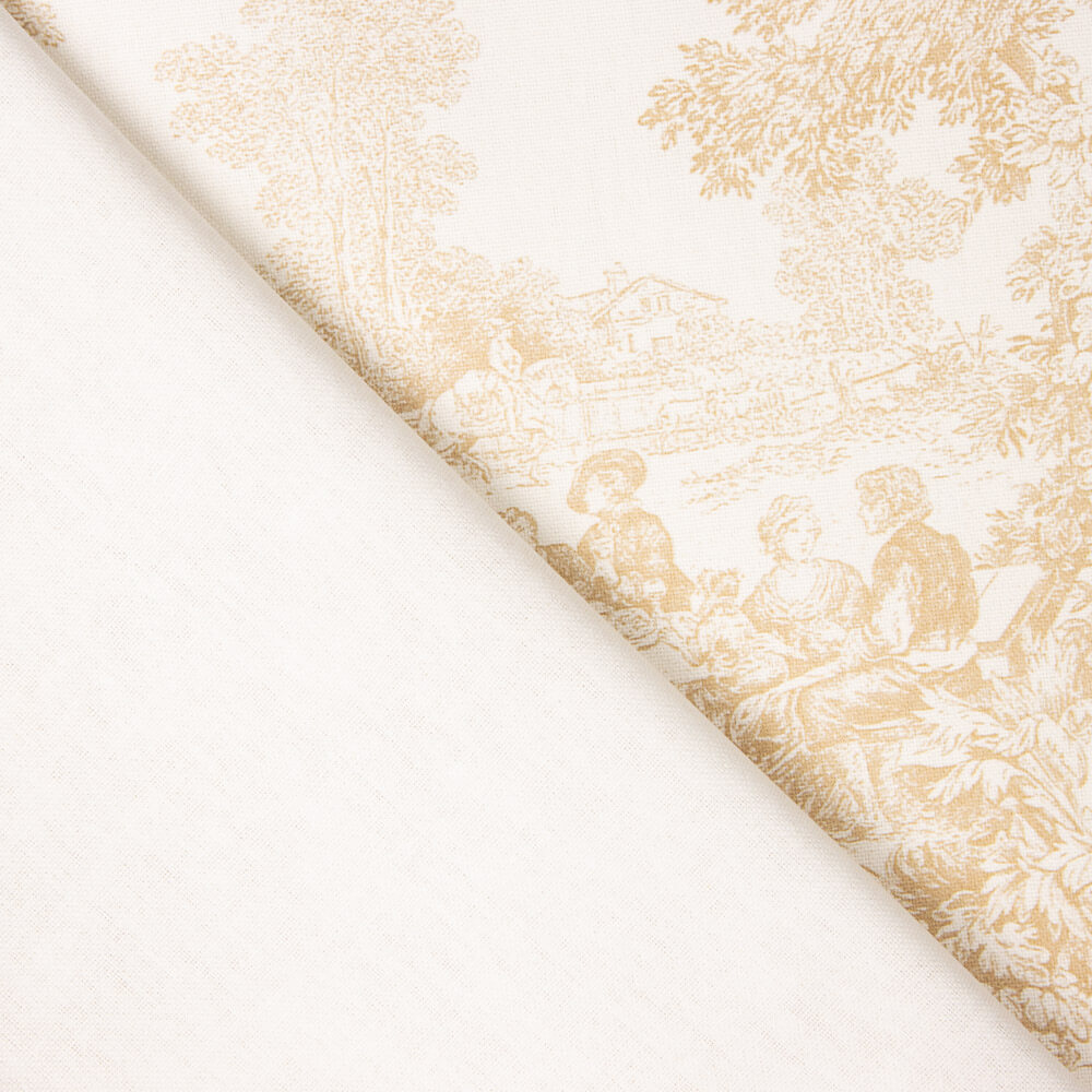 Panama Imprimé Toile de Jouy Sable - Ribes y Casals