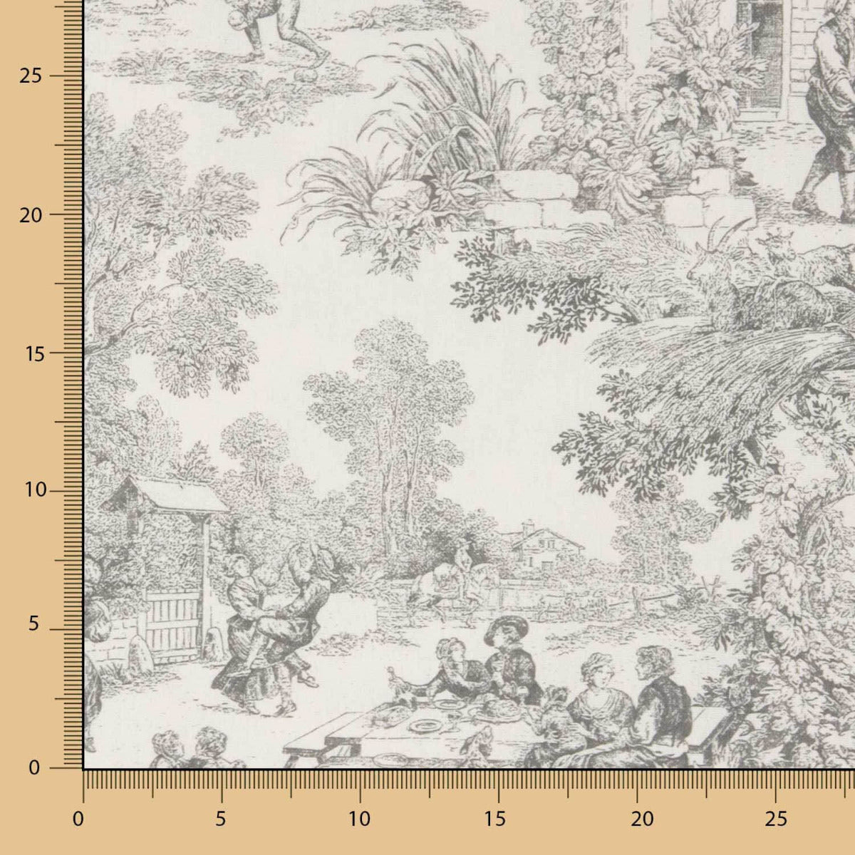 Panama Imprimé Toile de Jouy Gris - Ribes y Casals