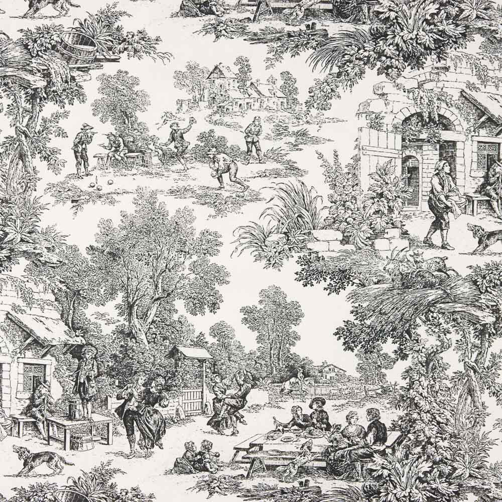 Panama Noir Toile de Jouy Noir - Ribes y Casals