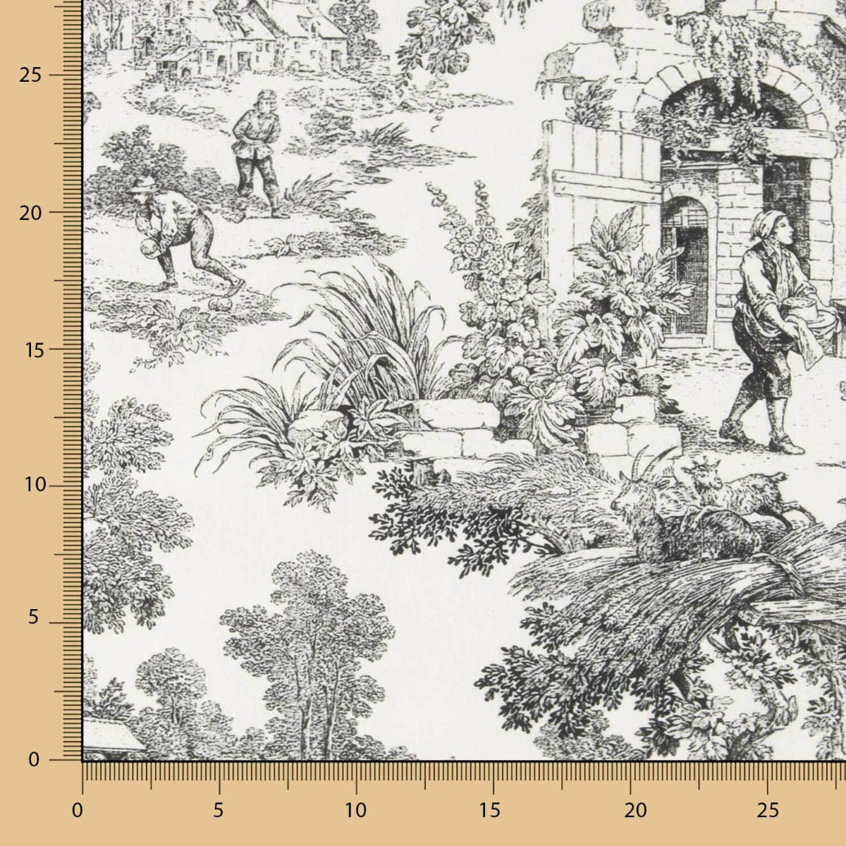 Panama Noir Toile de Jouy Noir - Ribes y Casals