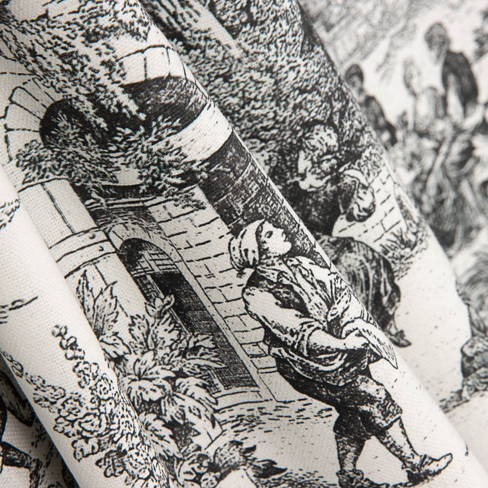 Panama Noir Toile de Jouy Noir - Ribes y Casals