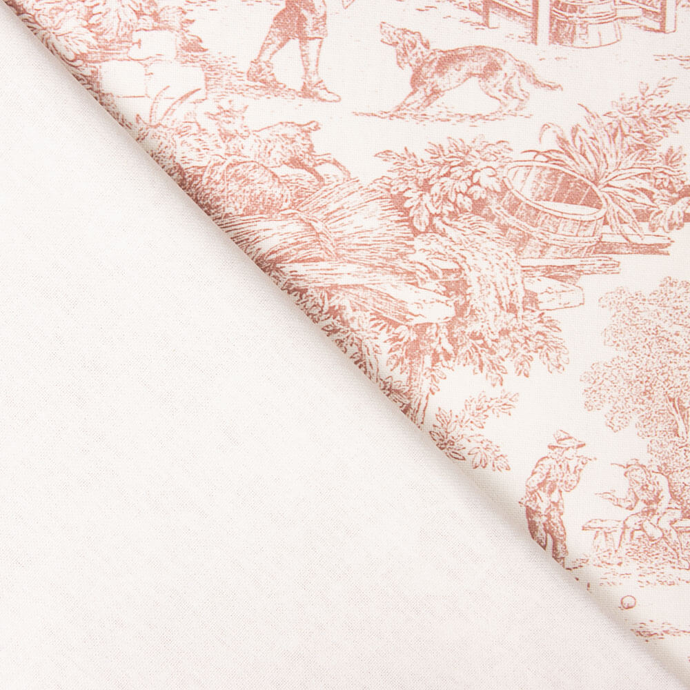 Imprimé Toile de Jouy Rouge Panama - Ribes y Casals