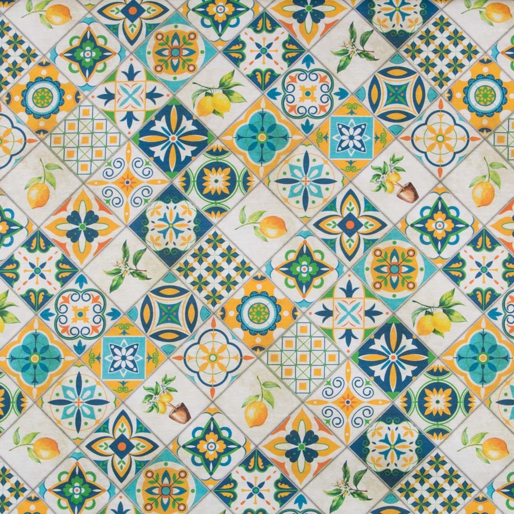 Retal Panamá Tapicería Baldosas Limones 130x280 cm - Ribes y Casals