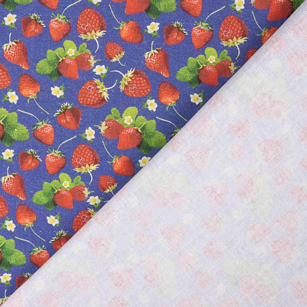 Patchwork de coton fraise bleu marine - Ribes y Casals