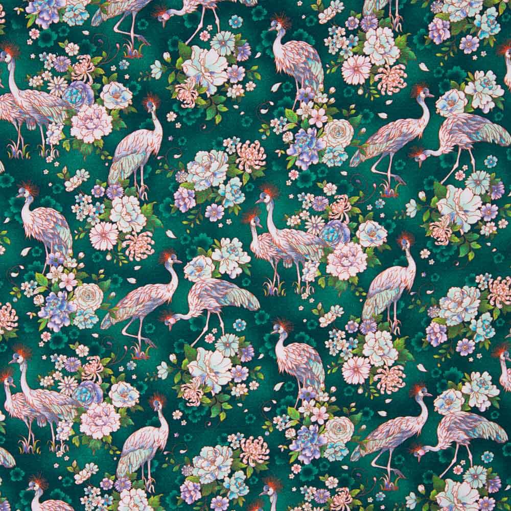 Patchwork de coton grue vert foncé - Ribes y Casals