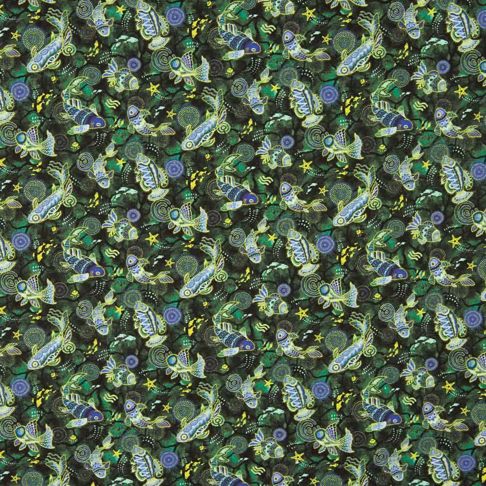 Patchwork Algodón Pez Verde Oscuro - Ribes y Casals