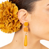 Boucles d&#39;oreilles flamenco avec goutte rose et curry - Ribes y Casals