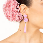 Boucles d&#39;oreilles flamenco avec goutte rose et mauve - Ribes y Casals