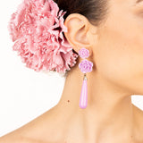 Boucles d&#39;oreilles flamenco avec goutte rose et mauve - Ribes y Casals