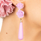 Boucles d&#39;oreilles flamenco avec goutte rose et mauve - Ribes y Casals