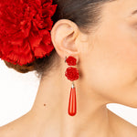Boucles d&#39;oreilles flamenco avec goutte rose et rouge - Ribes y Casals
