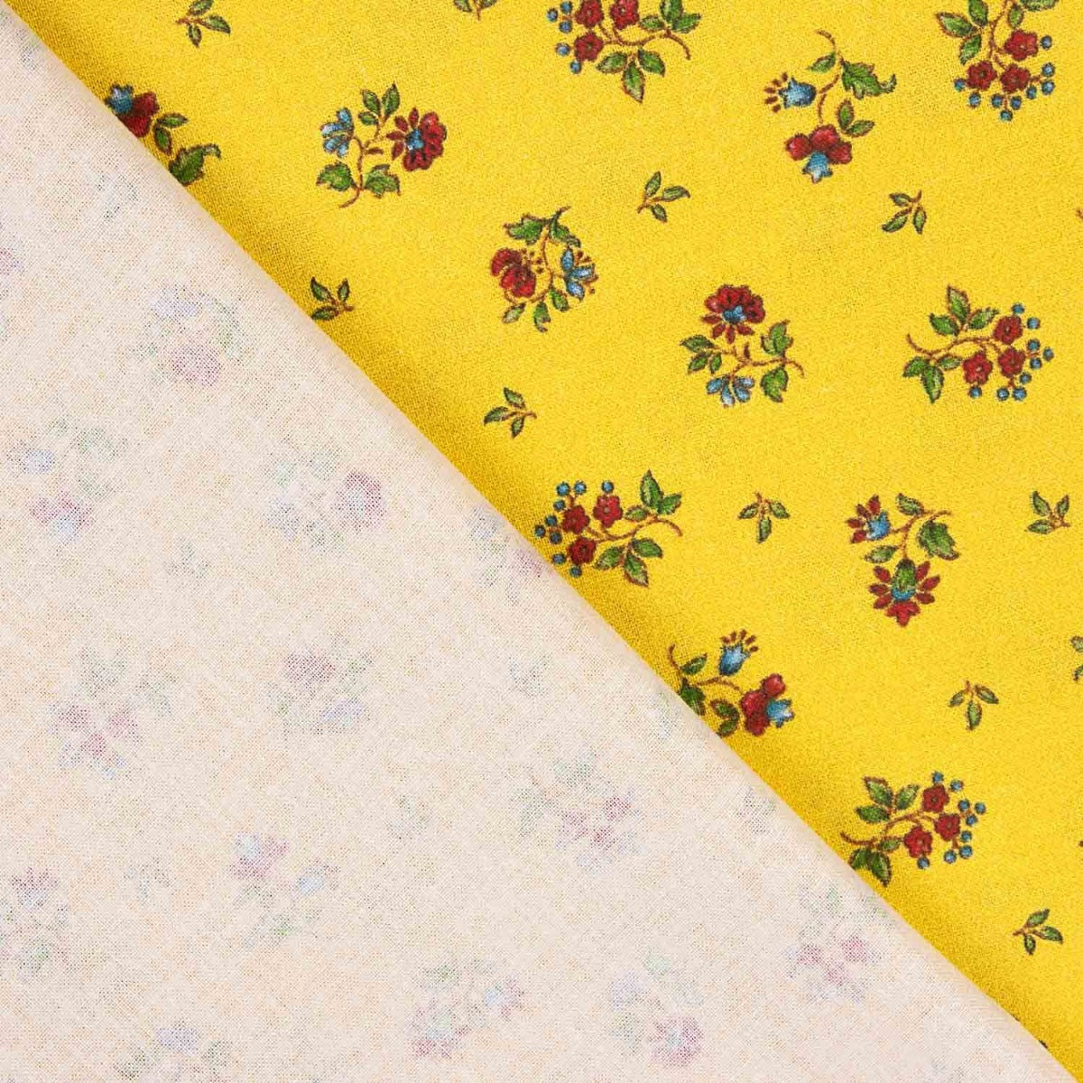 Percale Coton Fleurs Colorées sur Jaune - Ribes y Casals