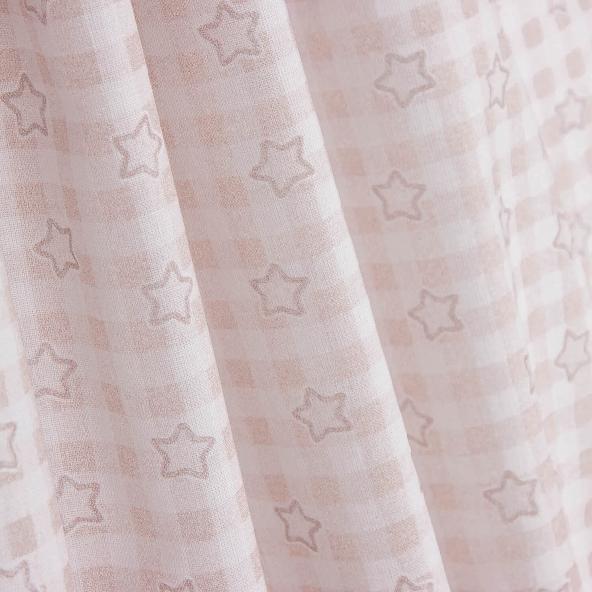 Percale de coton pour enfants – Vichy rose et étoiles - Ribes y Casals