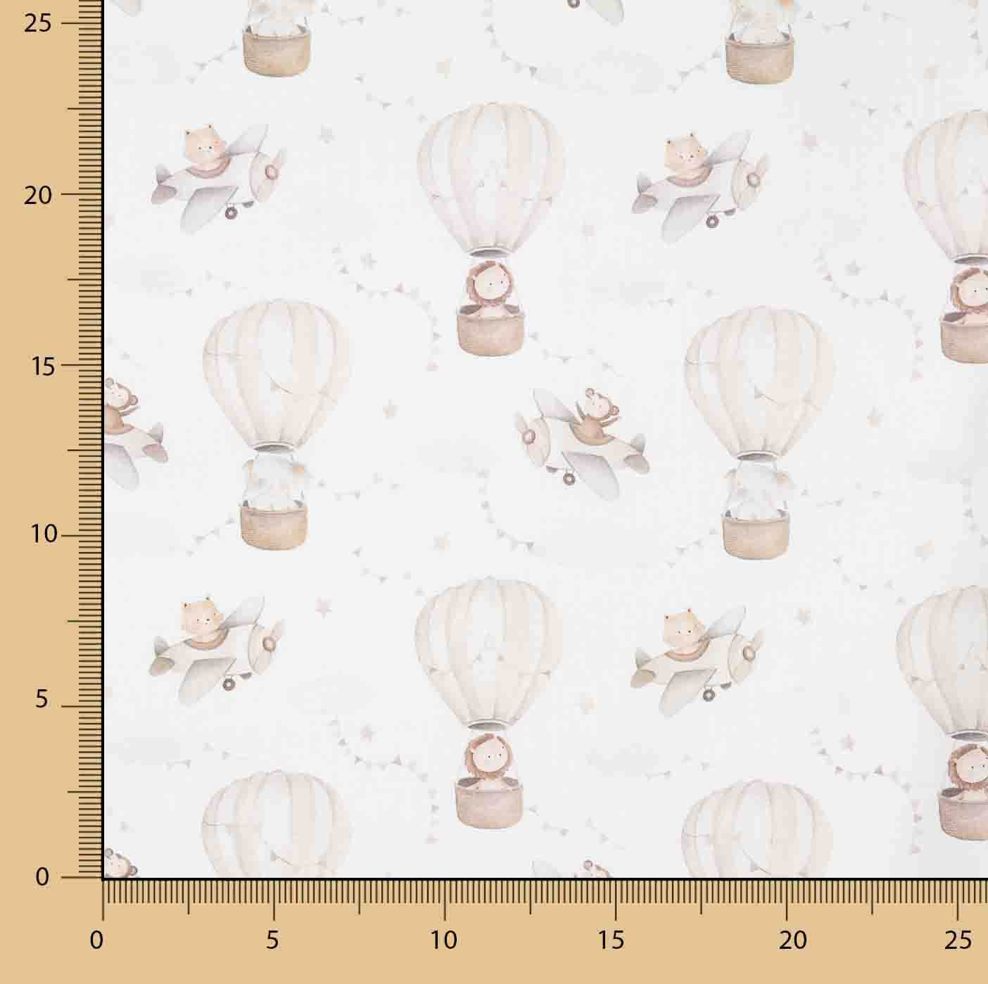 Percale imprimée « Petits aviateurs » beige - Ribes y Casals