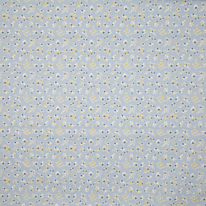 Percale imprimée « Dulce Pradera » bleue - Ribes y Casals