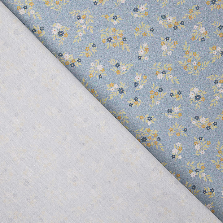 Percale imprimée « Dulce Pradera » bleue - Ribes y Casals