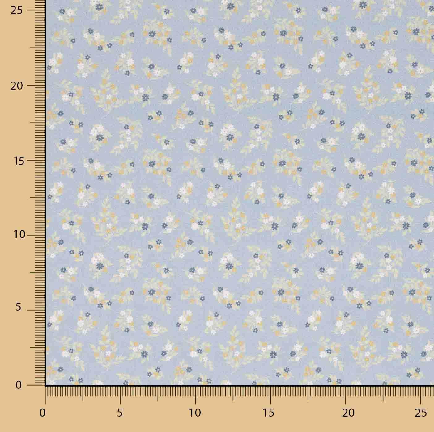 Percale imprimée « Dulce Pradera » bleue - Ribes y Casals