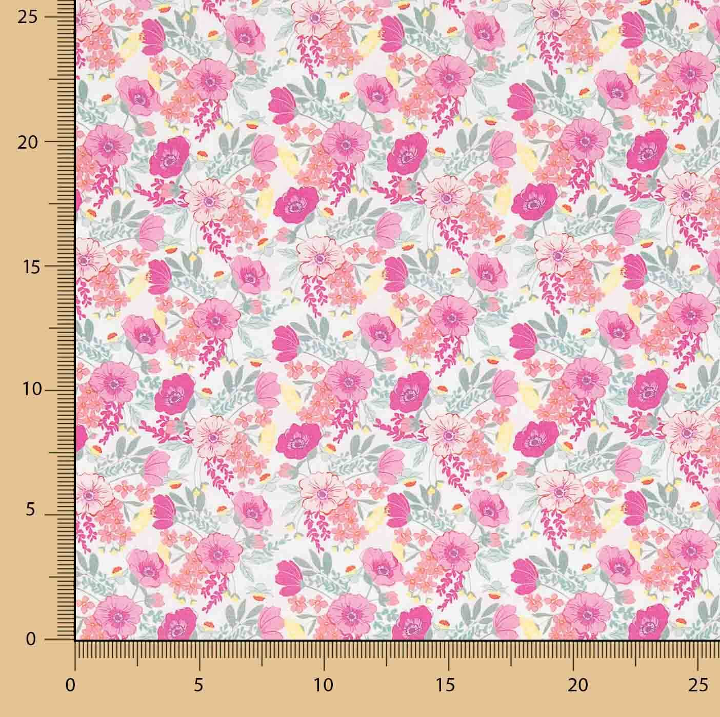 Percale imprimée « Jardin de roses » rose - Ribes y Casals