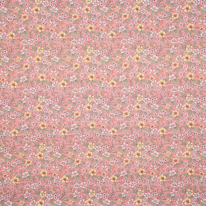 Percale imprimée « Jardin sauvage » corail - Ribes y Casals