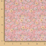 Percale imprimée « Jardin sauvage » corail - Ribes y Casals