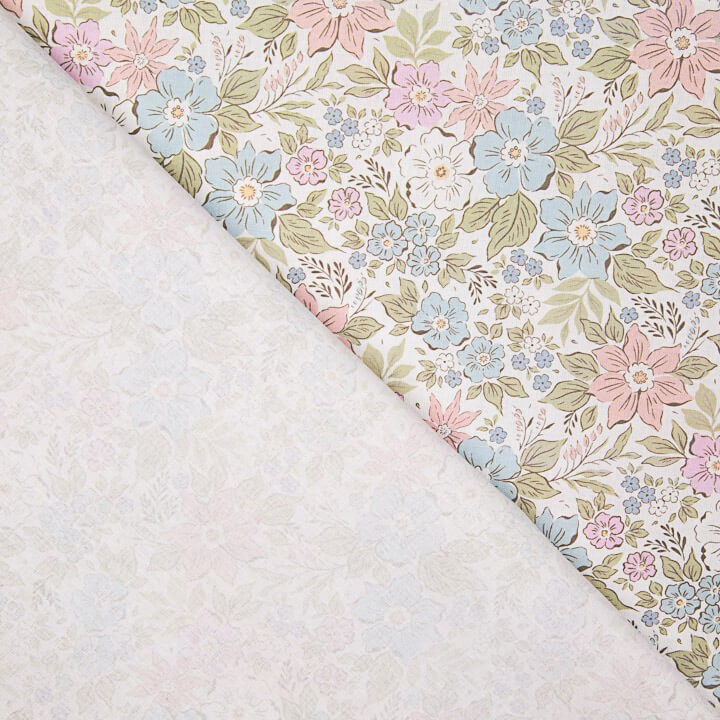 Percale imprimée « Jardin romantique pastel » - Ribes y Casals