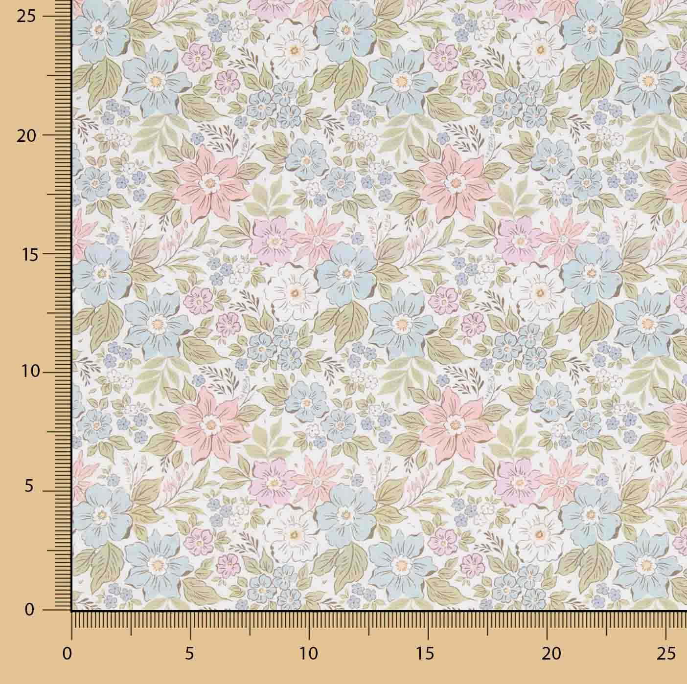 Percale imprimée « Jardin romantique pastel » - Ribes y Casals