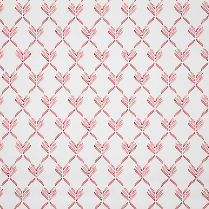 Percale imprimée de feuilles géométriques couleur corail - Ribes y Casals
