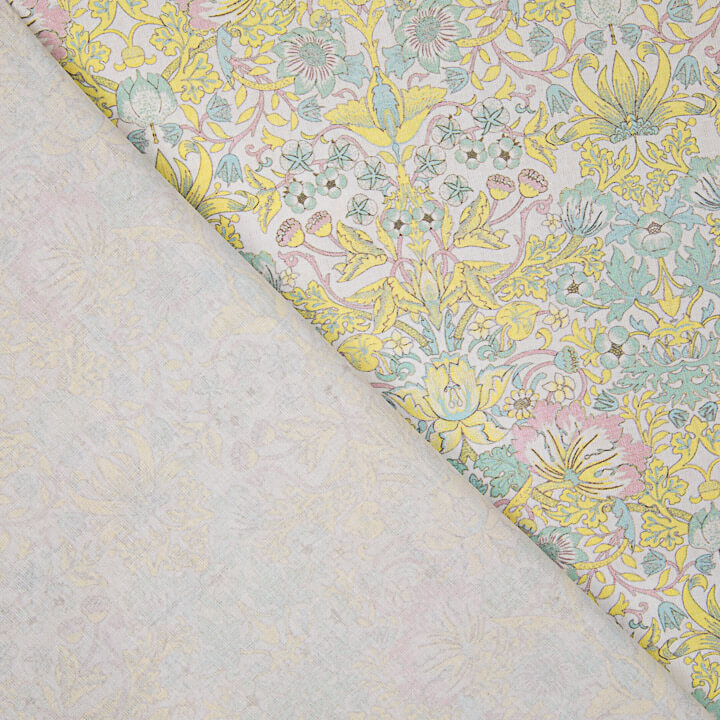 Percale imprimée « Jardin de Versailles » jaune pastel - Ribes y Casals
